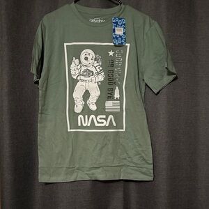 Eighty Eight Kids Short Sleeve NASA Graphic Tee in Olive Green with White Print